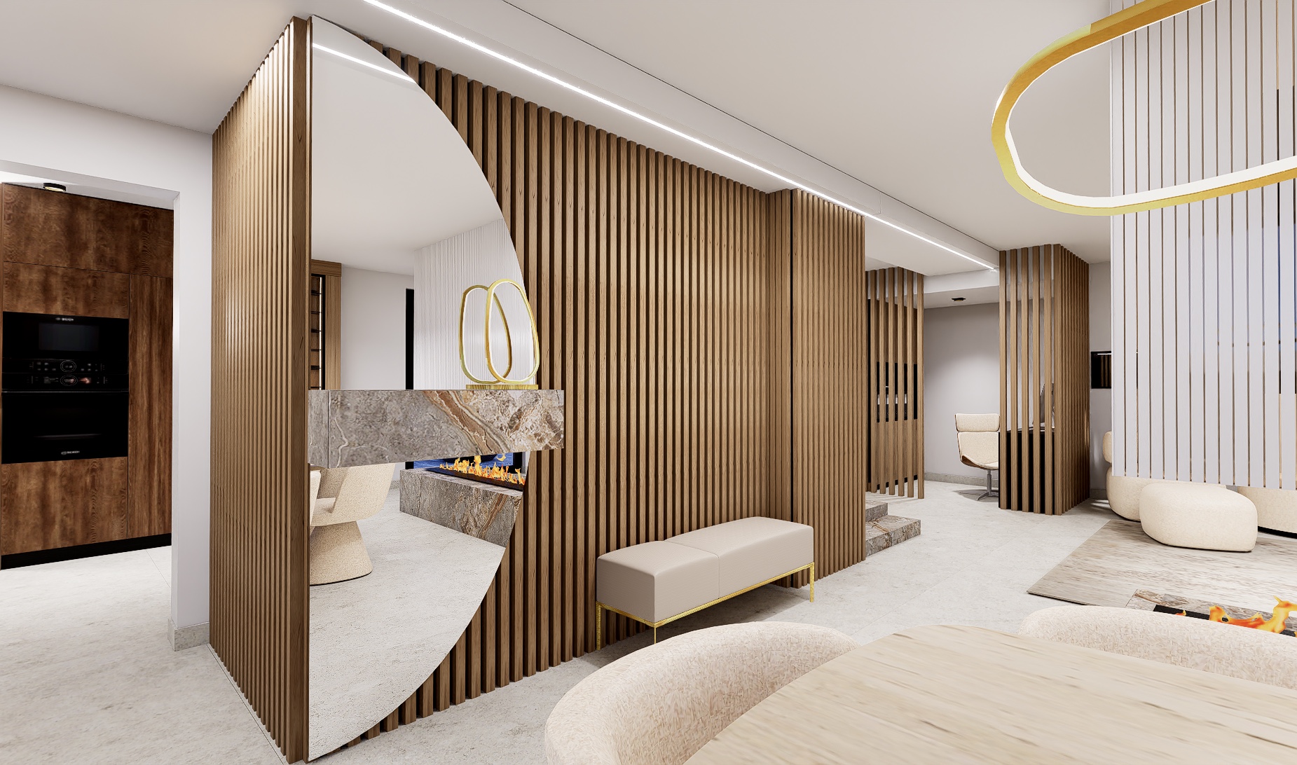 EniVie Interiors — fa és márvány enteriőr